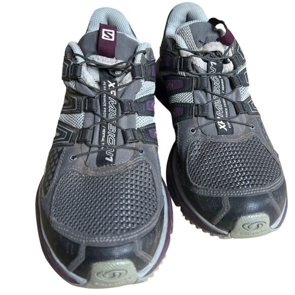Salomon womens Outdoor Active running/hiking shoes In Gray And Purple Size 9 - Picture 1 of 8